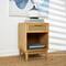 Wood Accent Table with Cane Front Drawer & Gold Handle